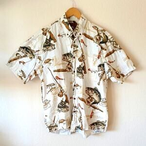 Morgan Creek Outfitters Bass Fishing Short Sleeve Button Up Shirt